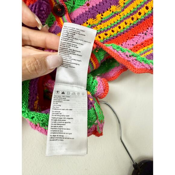 Ba&Sh Pierce Striped Crochet-Knit Top & Peck Short Set Red Multi Women's XS/US 2 - Picture 8 of 9